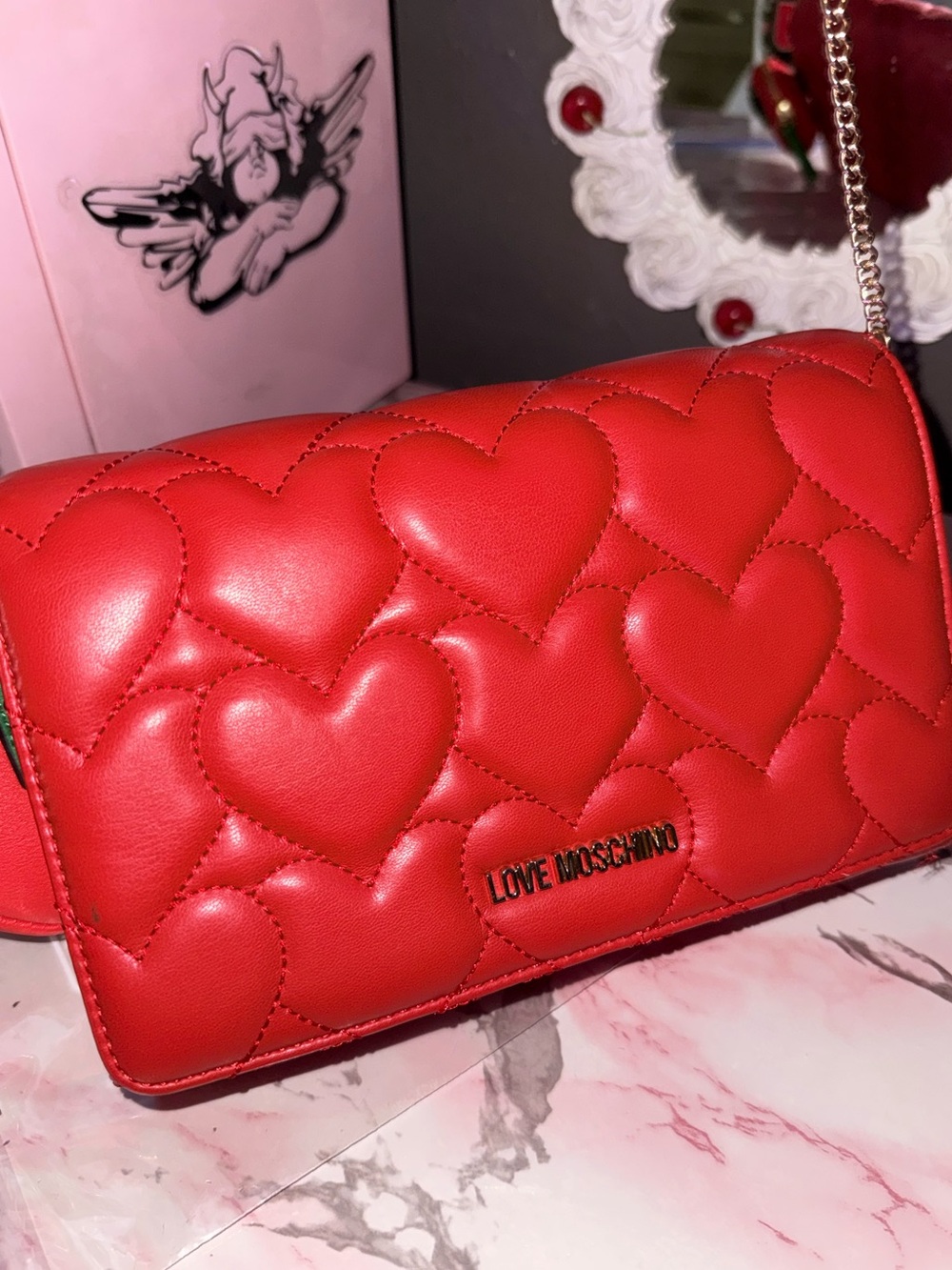 Love Moschino Red Heart Pattern Crossbody - Picture 11 of 16